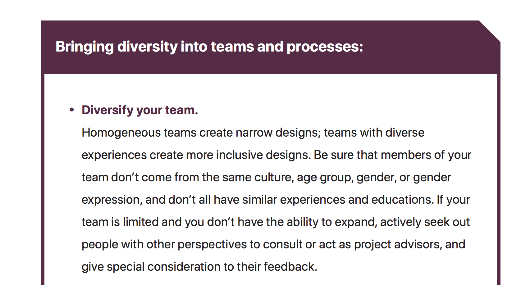 Bring diversity into teams